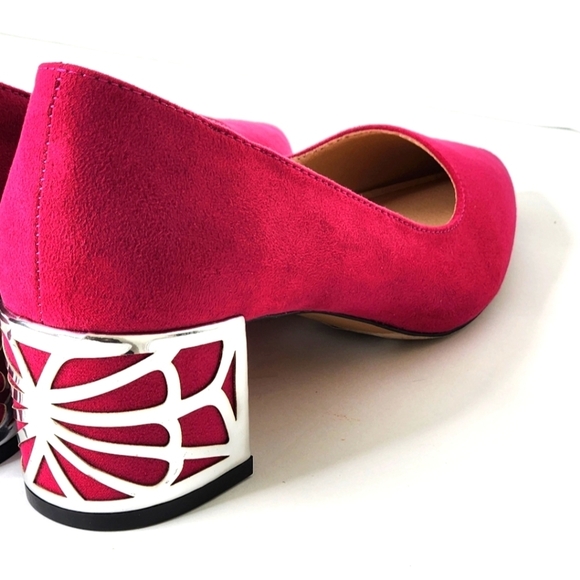 Adrienne Vittadini Flori Suede Pointed Toe Metallic Heel Pumps Size 7.5 - Picture 6 of 8